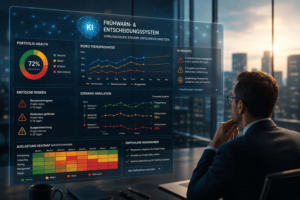 KI-basiertes Frühwarnsystem für Portfolio-, Projekt- und Ressourcenmanagement