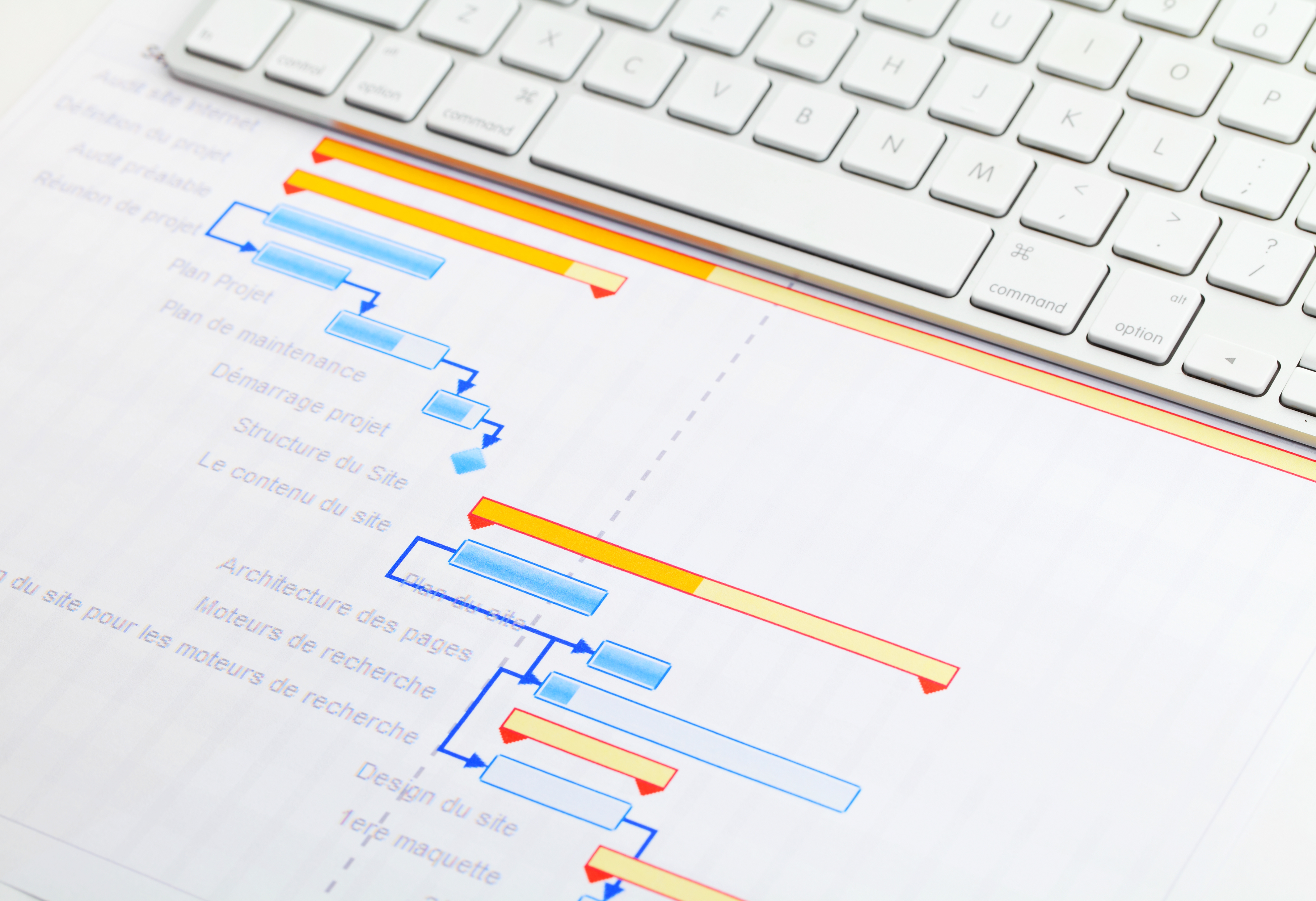 View of project phases and work packages in a project management software