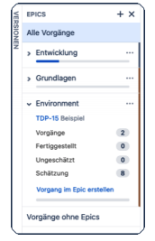 Liste der Epics eines Projekts