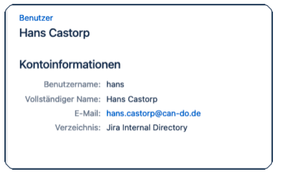 Stammdaten der Person in Jira mit Mailadresse