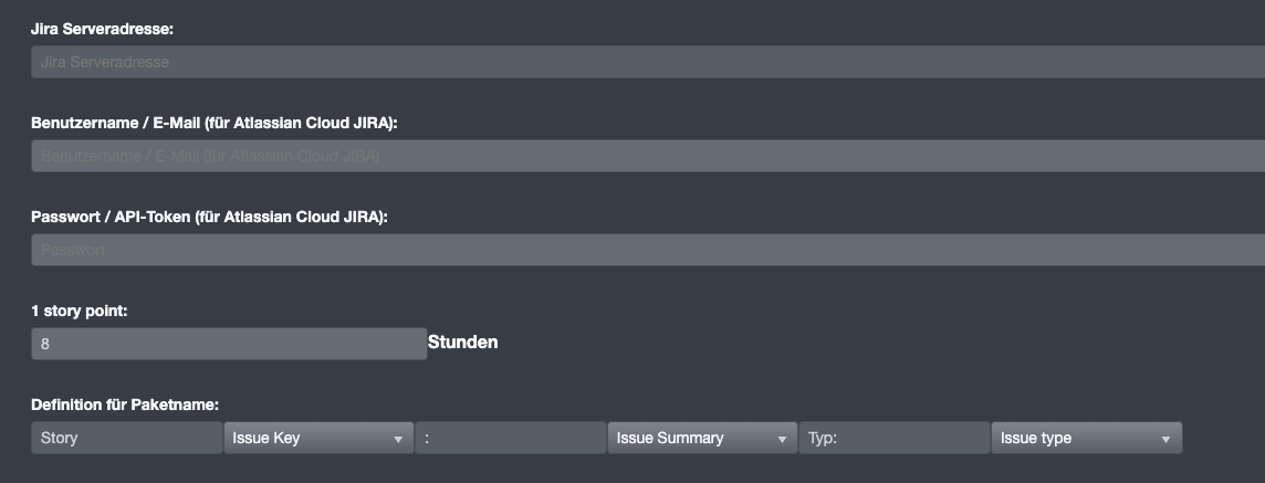 JIRA-Interface Titel der Story konfigurieren