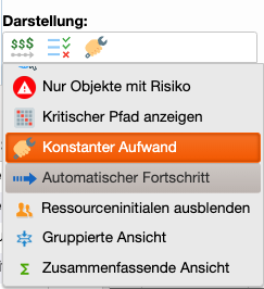 Was heißt konstanter Aufwand in der Planer-App?