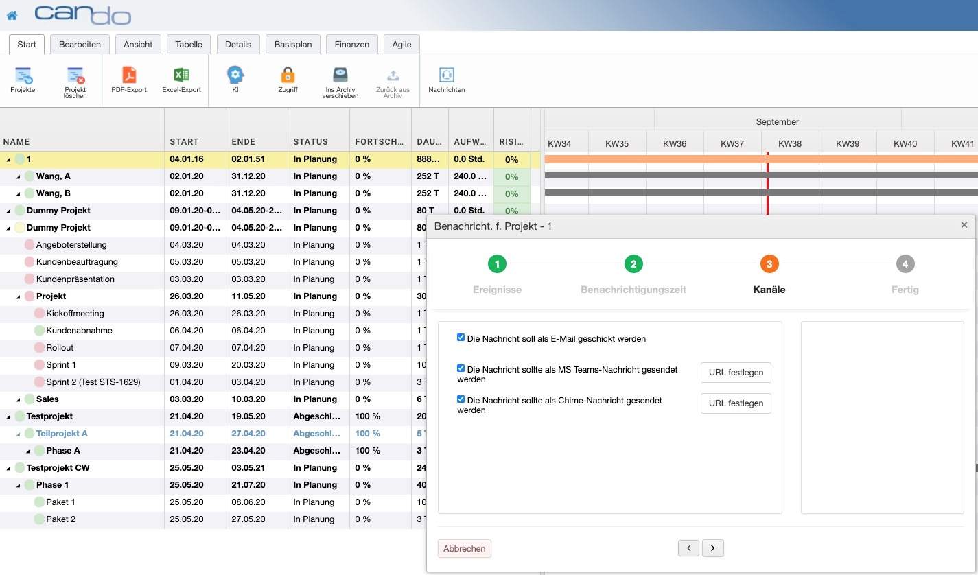 Communication Center der Can Do Projektmanagement Software